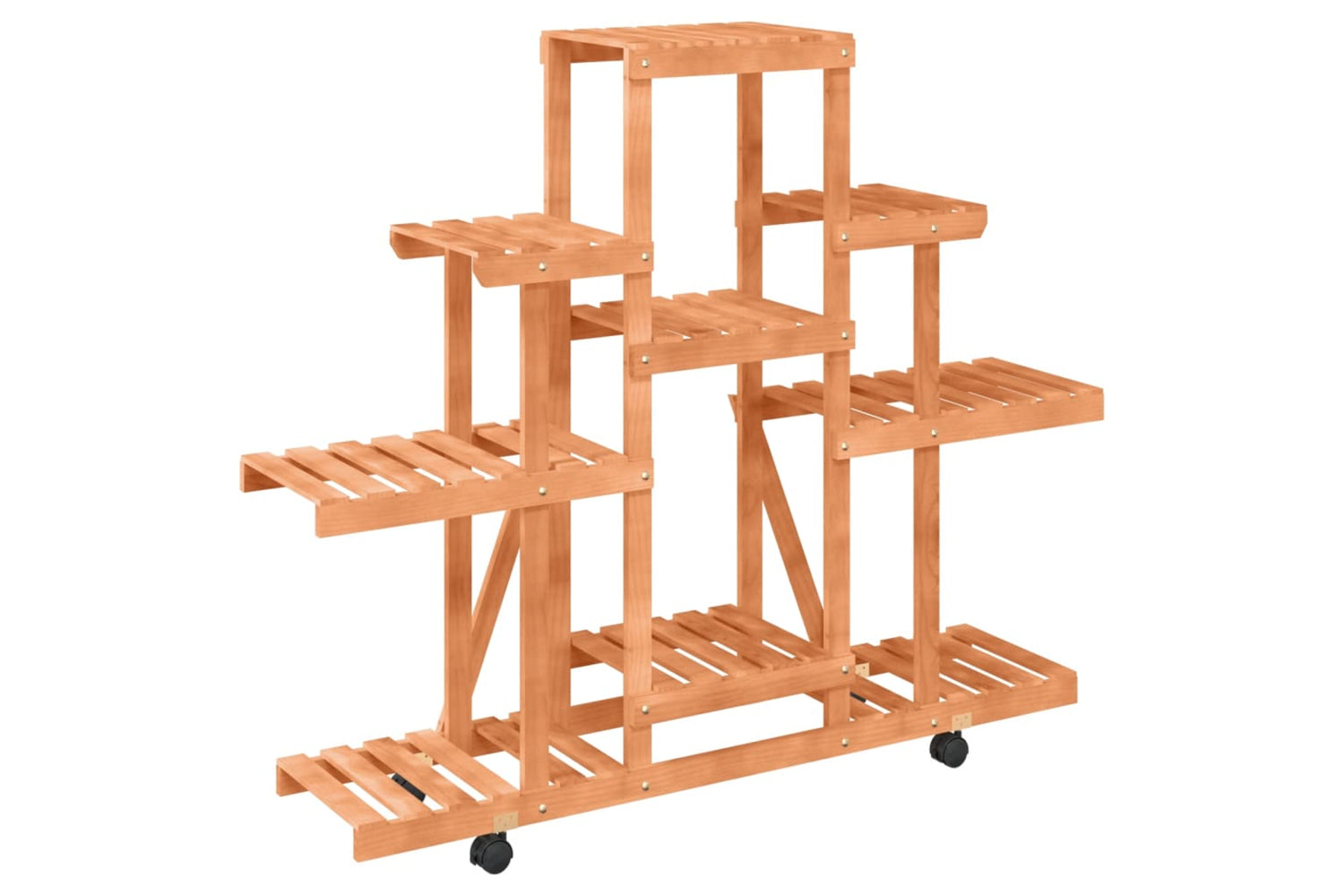 vidaXL 362852 Flower Stand With Wheels 110x25x101cm Solid Wood Fir-3