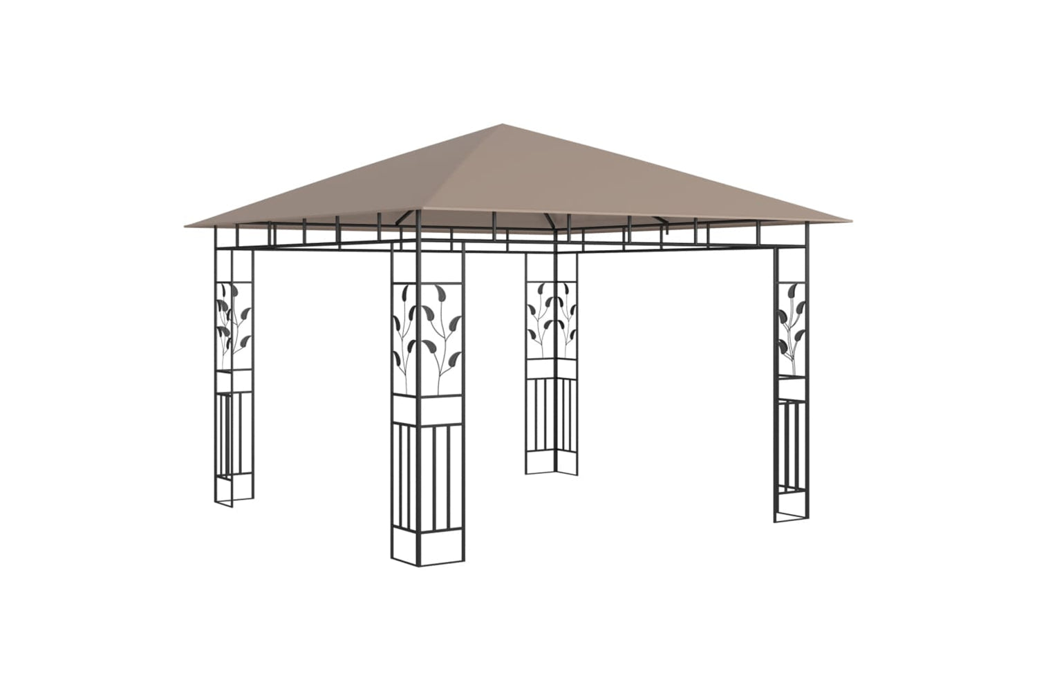 Vidaxl 3070318 Gazebo With Mosquito Net&led String Lights 3x3x2.73 M Taupe-4