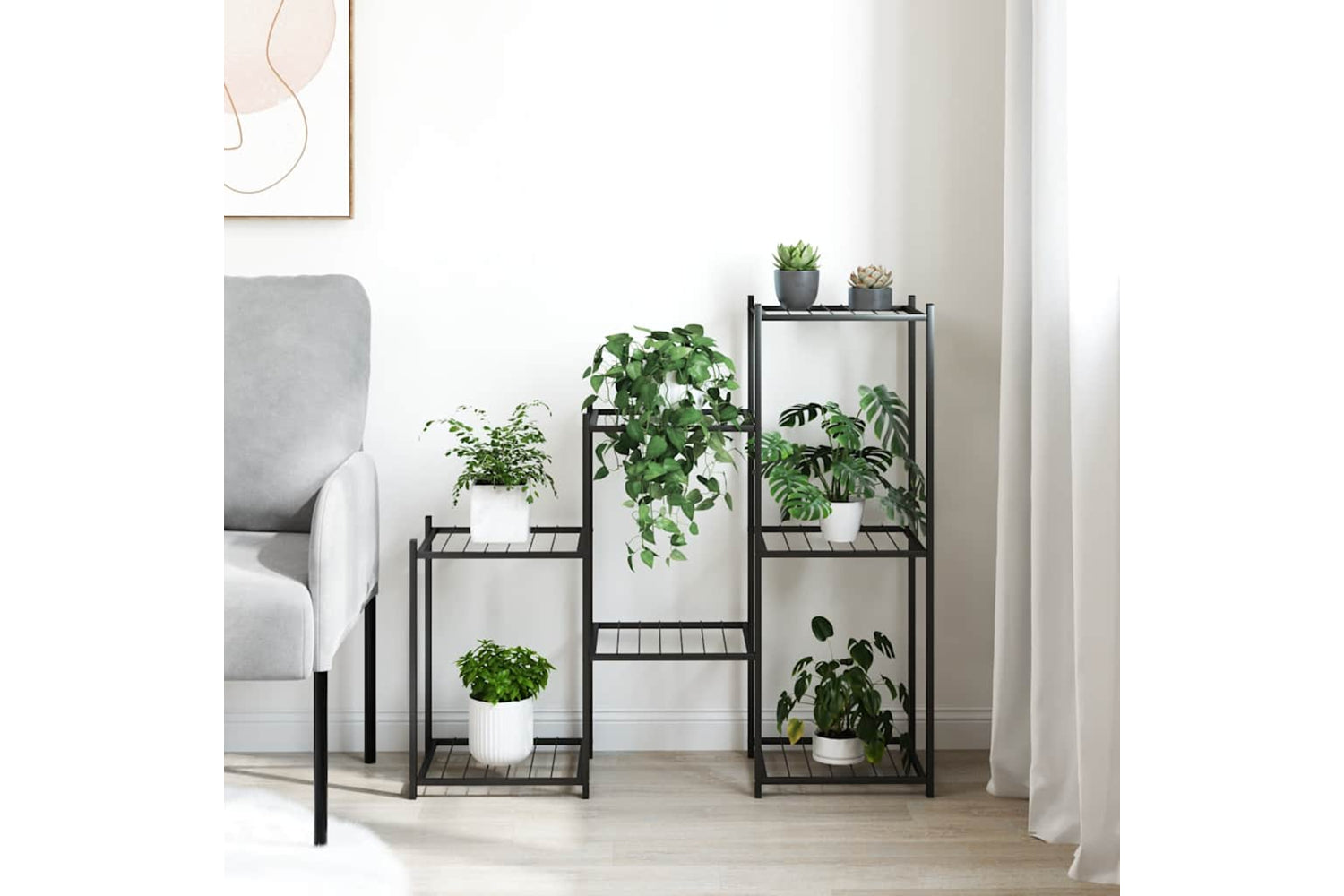 vidaXL 343129 Flower Stand 83x25x80cm Black Iron-2
