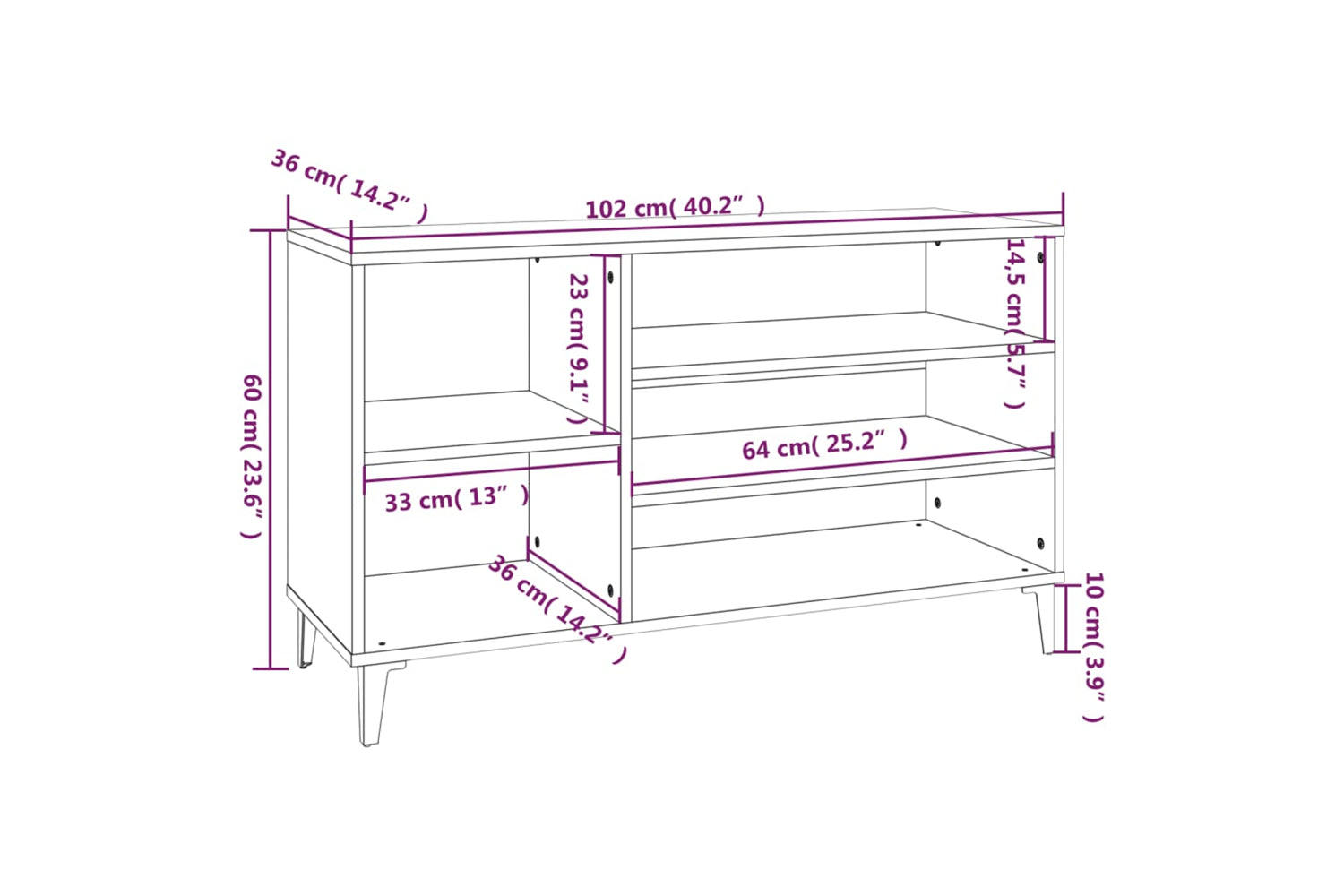 vidaXL 819750 Shoe Cabinet High Gloss White 102x36x60cm Engineered Wood-7