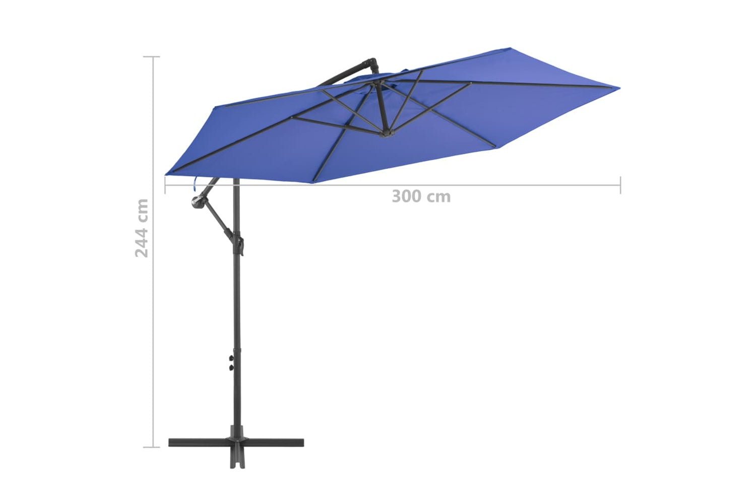 vidaXL 47133 Cantilever Umbrella With Aluminium Pole 300cm Blue-8