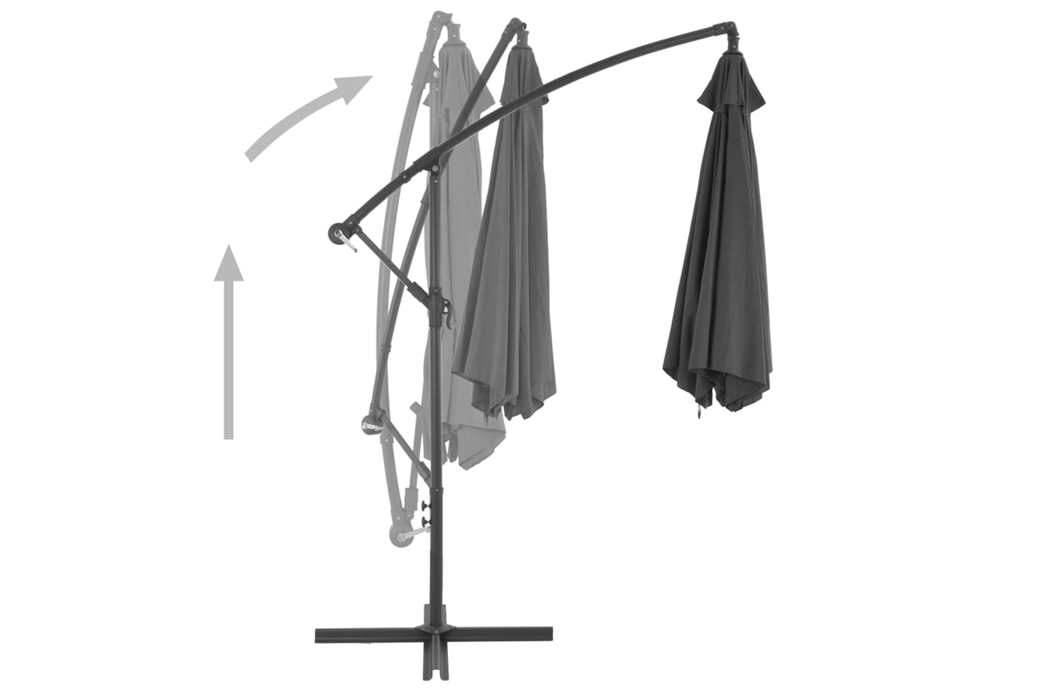 vidaXL 44509 Cantilever Umbrella With Aluminium Pole 300cm Anthracite-4