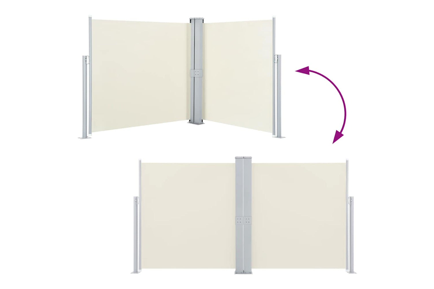 vidaXL 48467 Patio Retractable Double Side Awning 170x600cm Cream-4