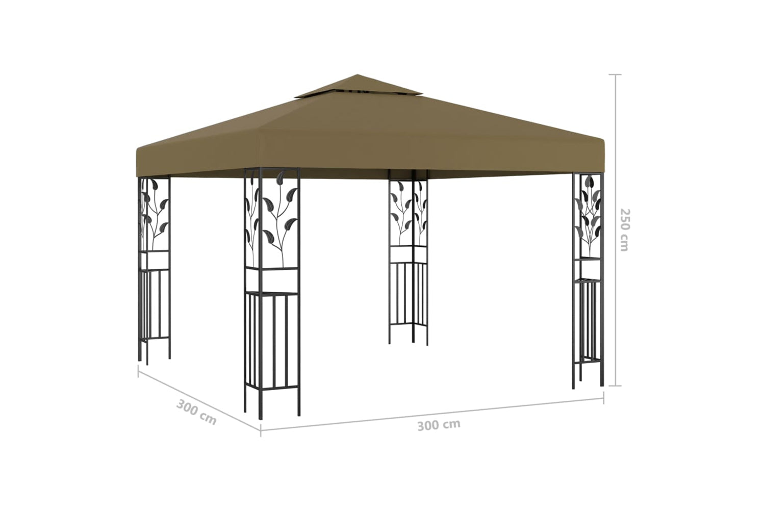 Vidaxl 3070312 Gazebo With Led String Lights 3x3 M Taupe-8