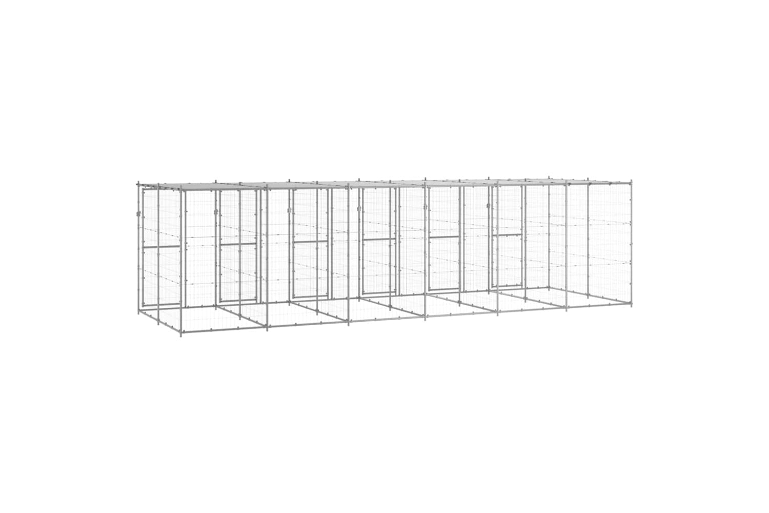 Vidaxl 3082275 Outdoor Dog Kennel Galvanised Steel With Roof 14.52 M2-4