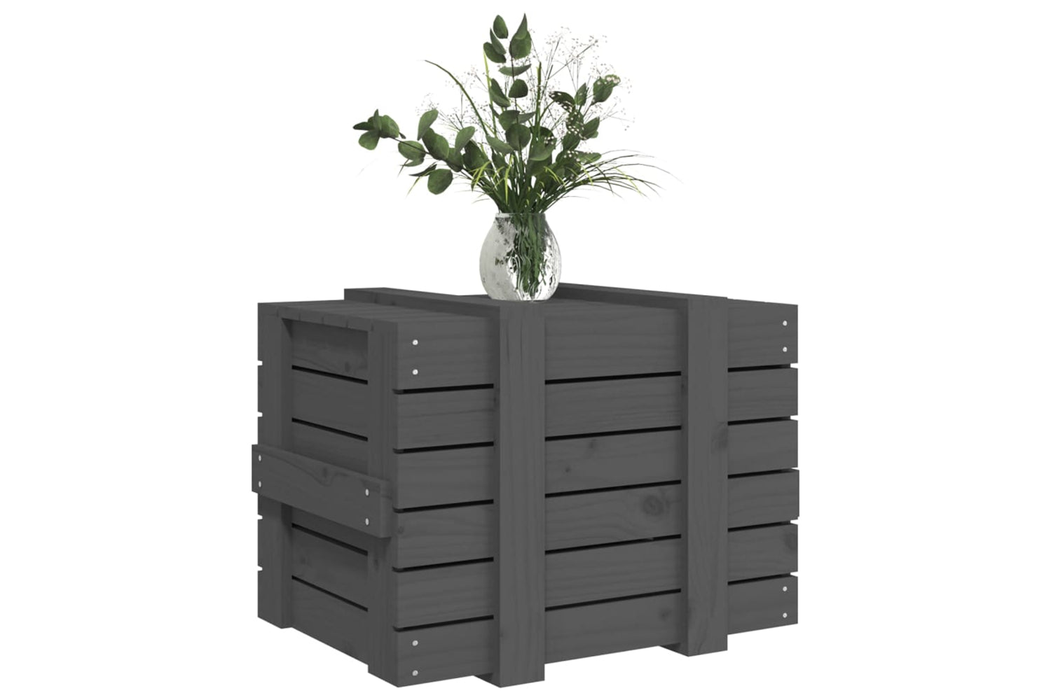 vidaXL 824995 Storage Box Grey 58x40.5x42cm Solid Wood Pine-3
