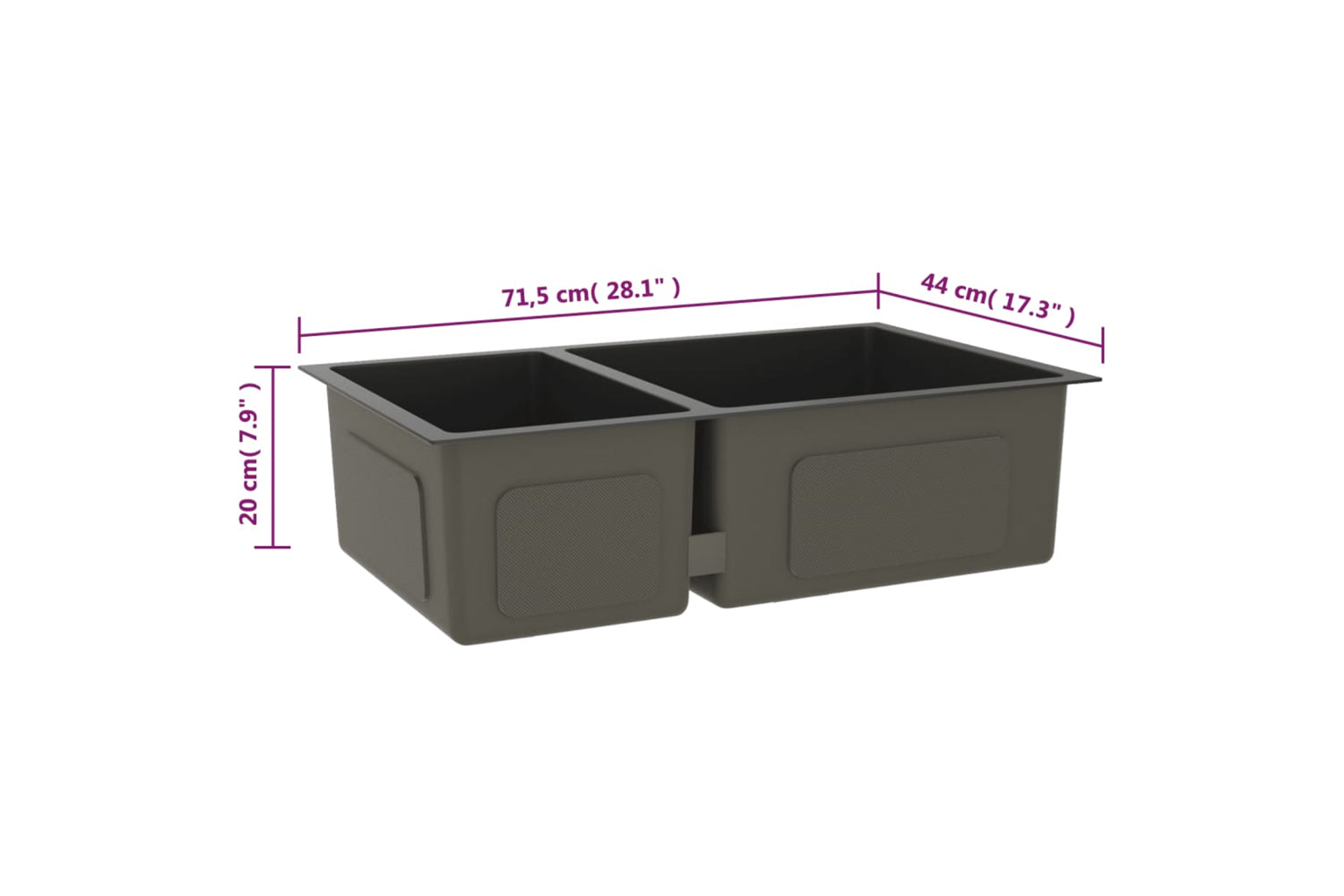 Vidaxl 51562 Kitchen Sink Black Stainless Steel-8