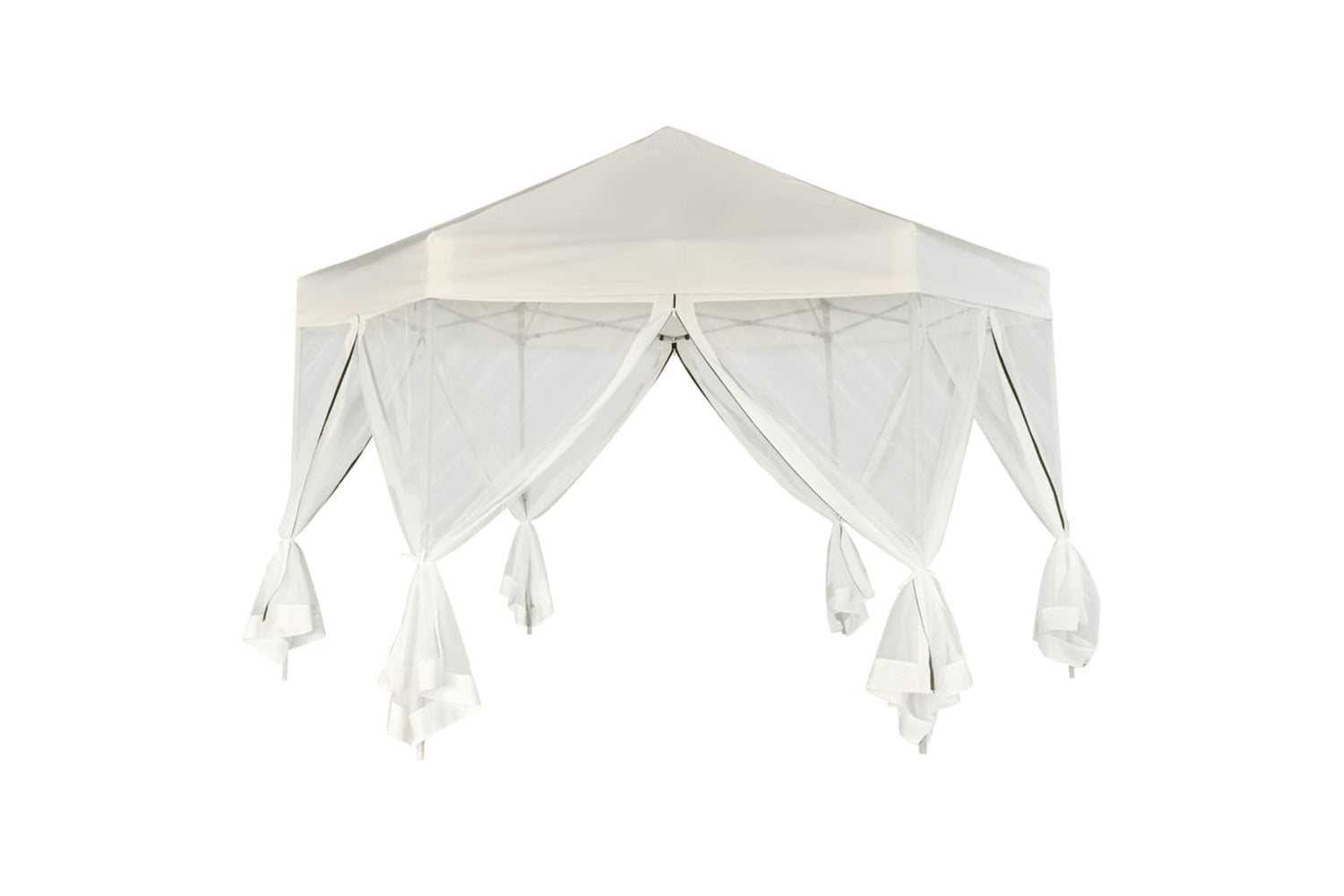 Vidaxl 42109 Hexagonal Pop-up Marquee With 6 Sidewalls Cream White 3.6x3.1 M-3