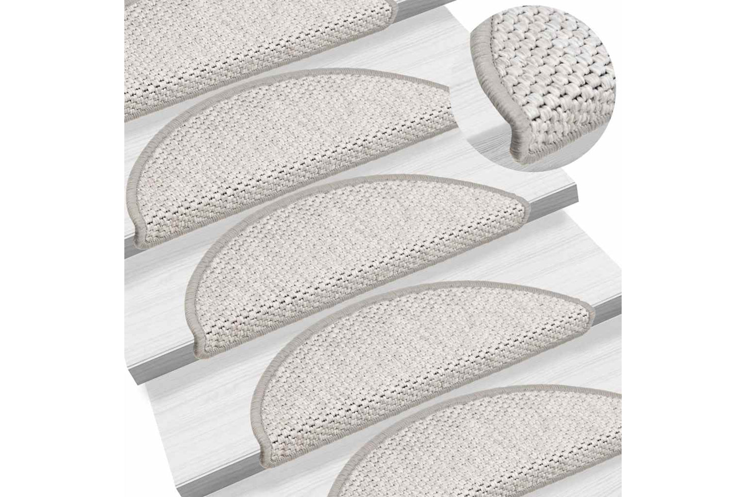 vidaXL 326858 Stair Mats Self-adhesive Sisal-look 15 Pcs 56x17x3cm Beige-6