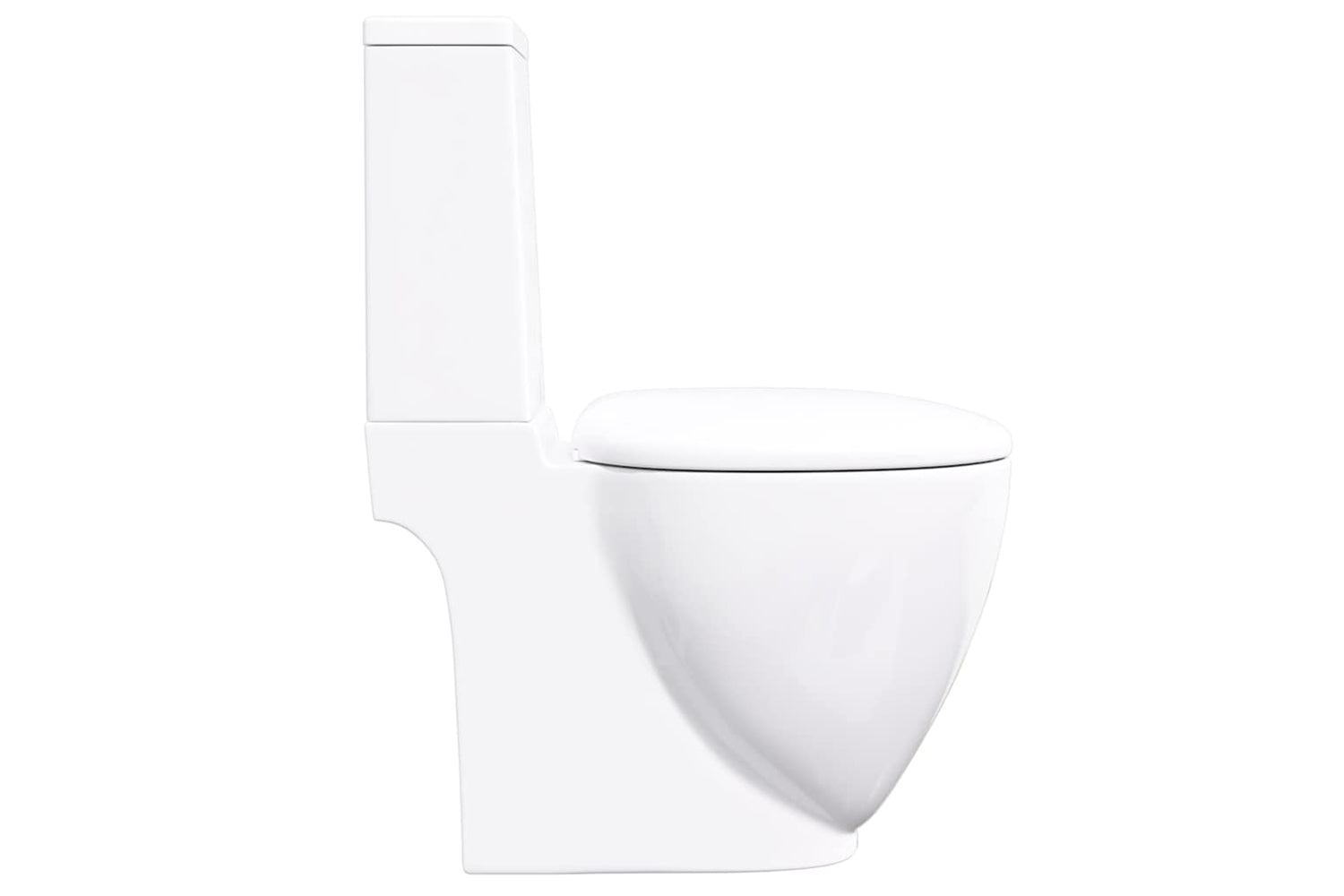 Vidaxl 3059888 Wc Ceramic Toilet Bathroom Round Toilet Bottom Water Flow White-4