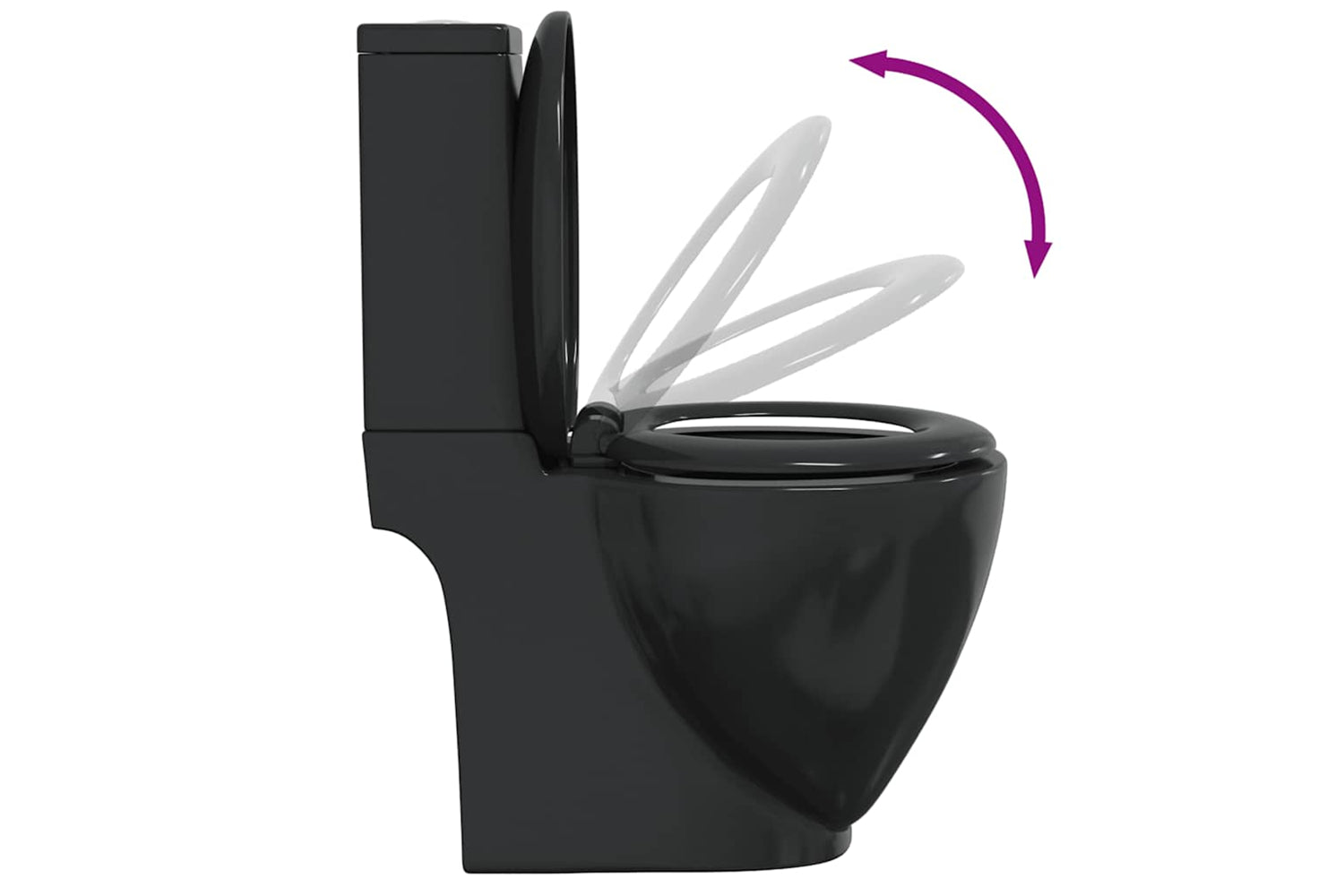 vidaXL 3059889 Bottom Water Flow WC Ceramic Round Toilet | Black-6
