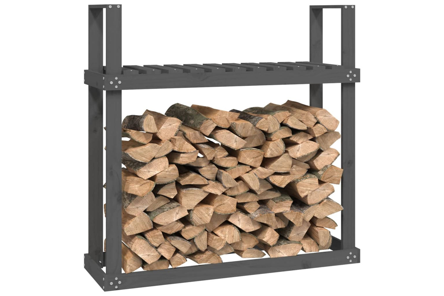 vidaXL 823859 Firewood Rack Grey 110x35x108.5cm Solid Wood Pine-3