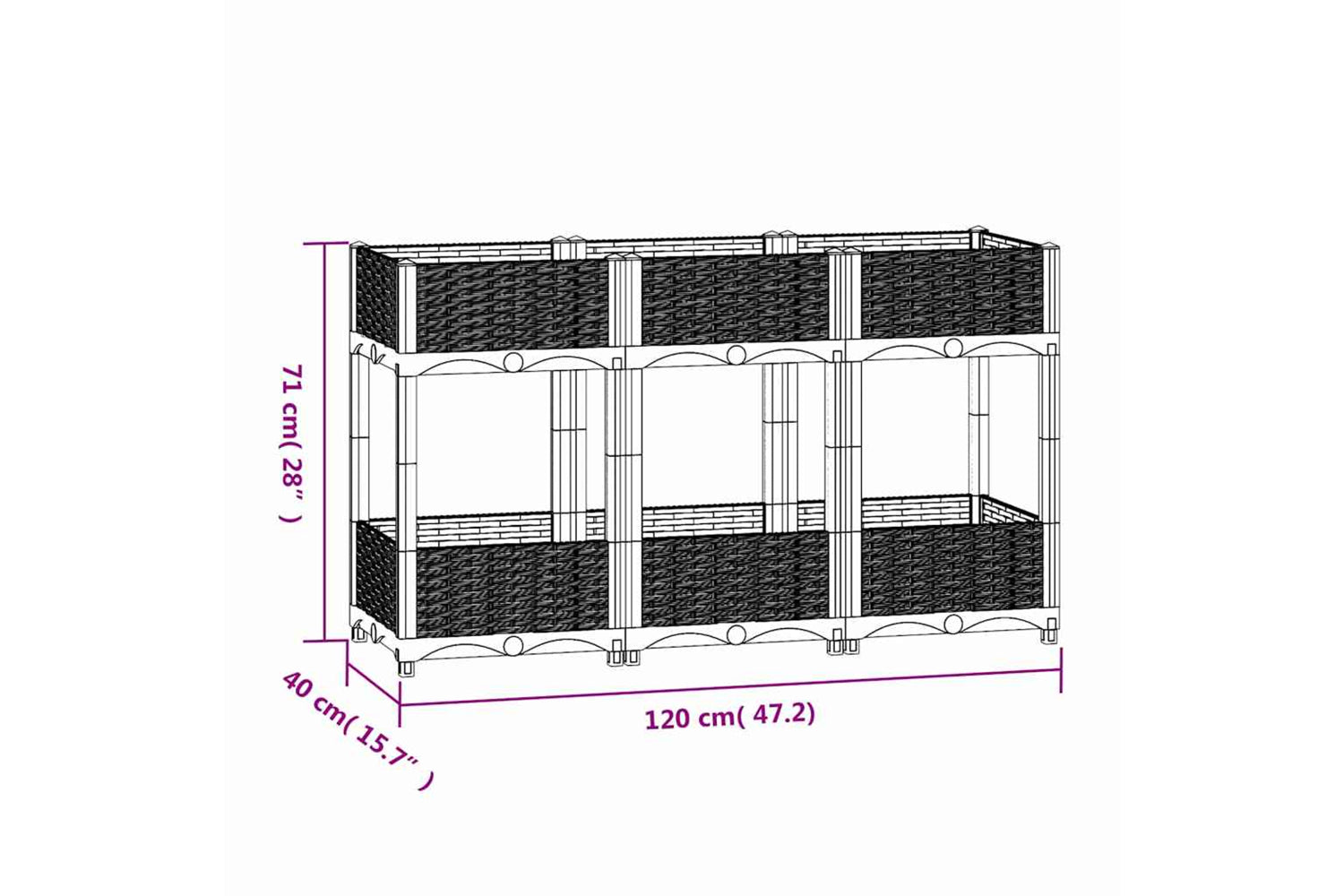 vidaXL 316521 Raised Bed 120x40x71cm Polypropylene-6
