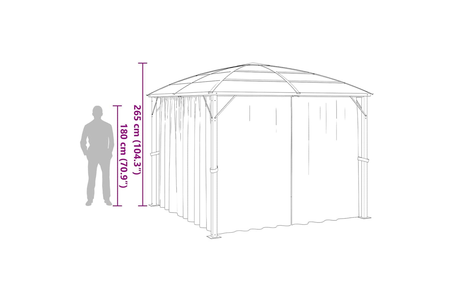 vidaXL 48600 Gazebo With Curtains 300x300x265cm Anthracite-7