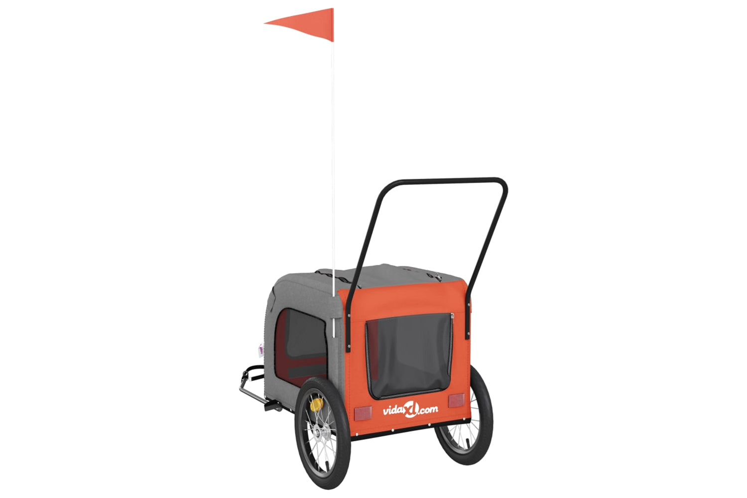 Vidaxl 93851 Pet Bike Trailer Orange And Grey Oxford Fabric And Iron-7