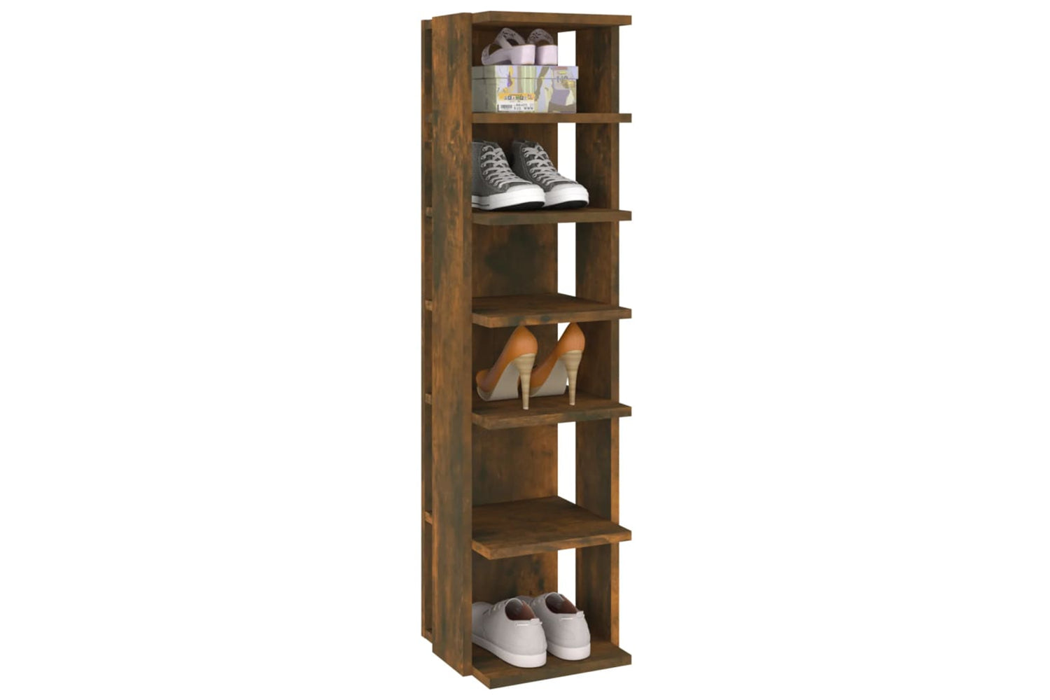 vidaXL 815972 Shoe Rack Smoked Oak 27.5x27x102cm Engineered Wood-4
