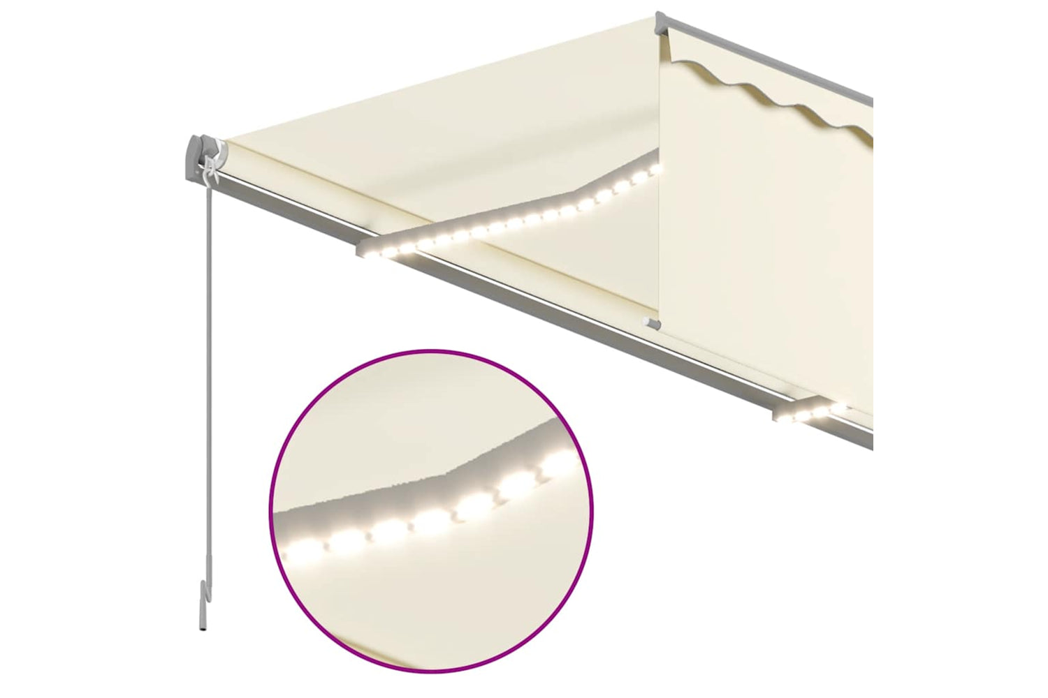 Vidaxl 3069422 Manual Retractable Awning With Blind&led 4x3m Cream-4