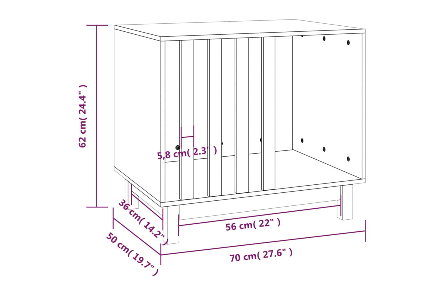vidaXL 822481 Dog House 70x50x62cm Solid Wood Pine-7