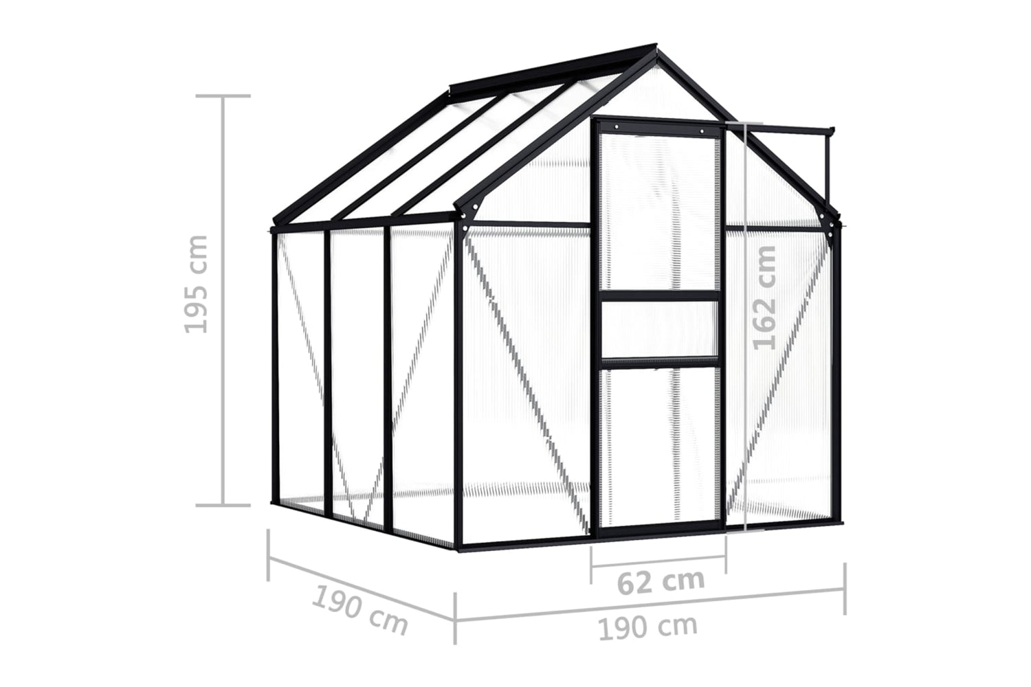 Vidaxl 48209 Greenhouse Anthracite Aluminium 3.61 Mâ²-6