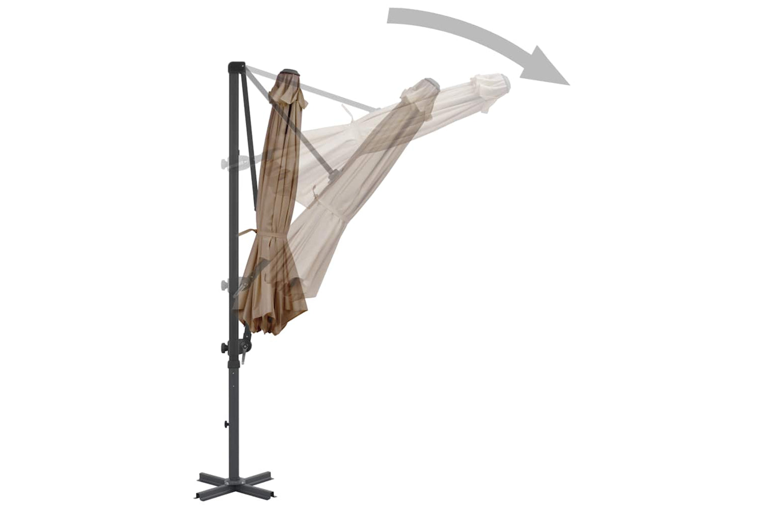 Vidaxl 276334 Outdoor Umbrella With Portable Base Taupe-4