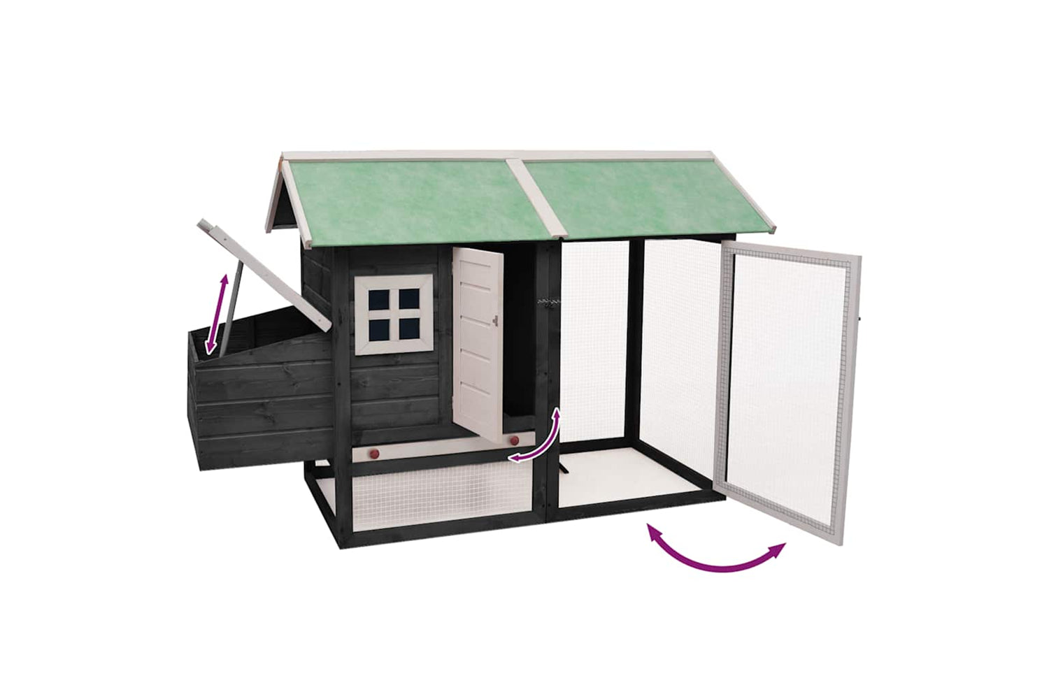vidaXL 170861 Chicken Cage Grey 170x81x110cm Solid Pine & Fir Wood-5