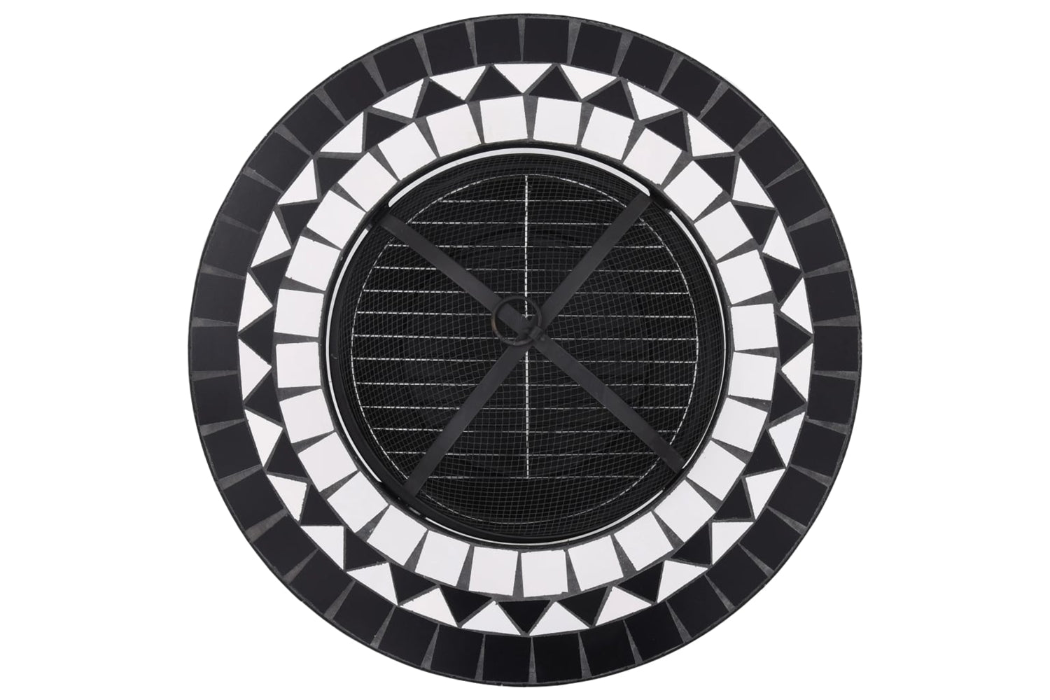 vidaXL 46725 Mosaic Fire Pit Table Black And White 68cm Ceramic-7
