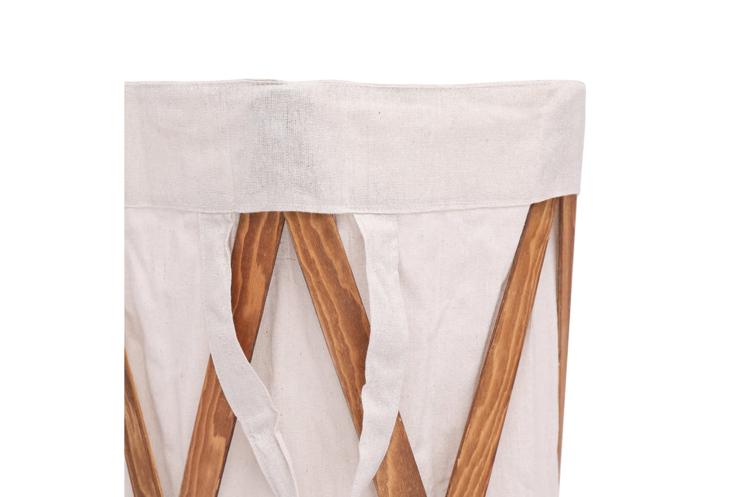 Vidaxl 284227 Folding Laundry Basket Cream Wood And Fabric-4