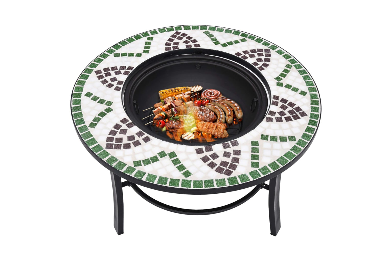 Vidaxl 46722 Vidaxl Mosaic Fire Pit Green 68cm Ceramic-5