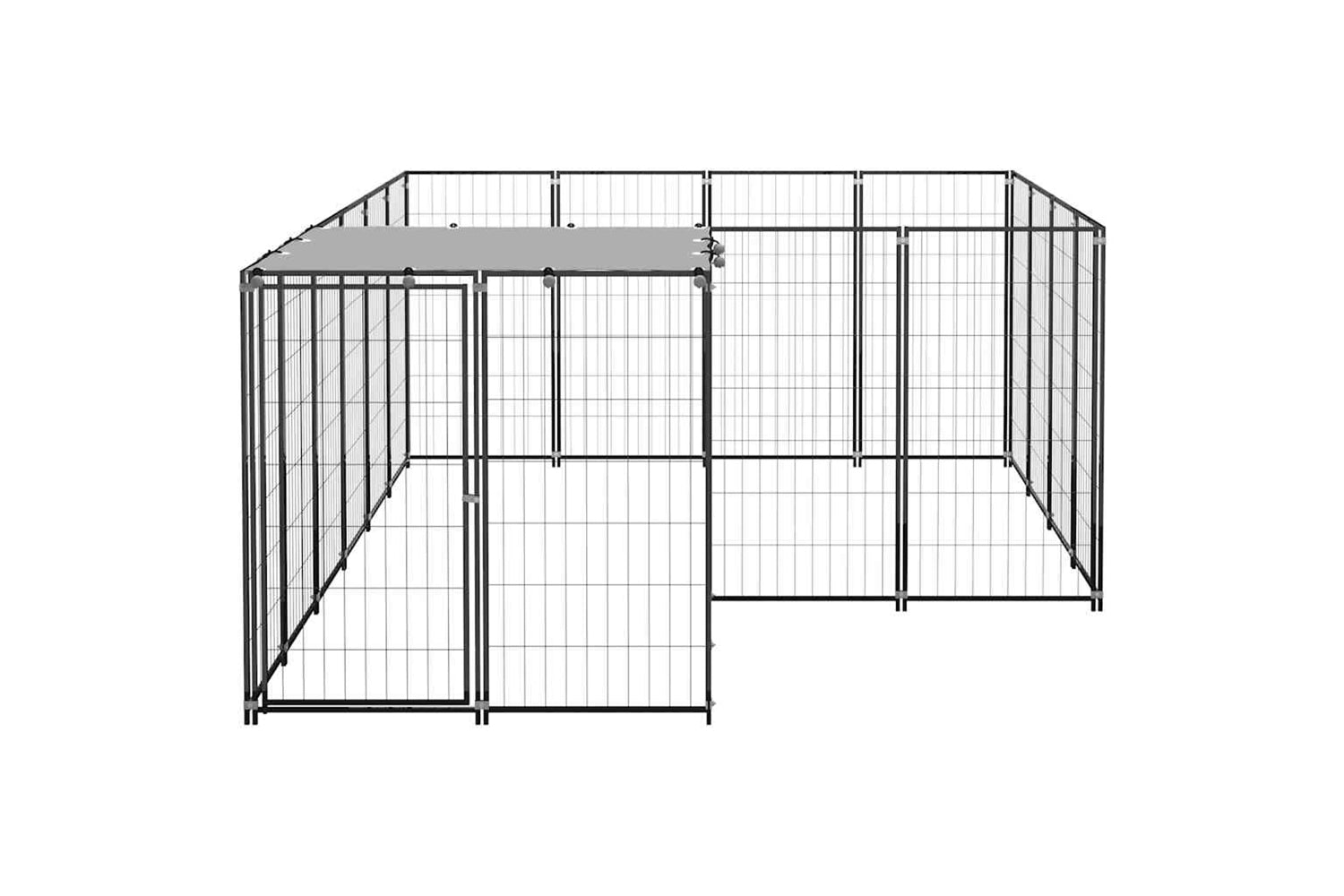 Vidaxl 3082205 Dog Kennel Black 6.05 M2 Steel-3