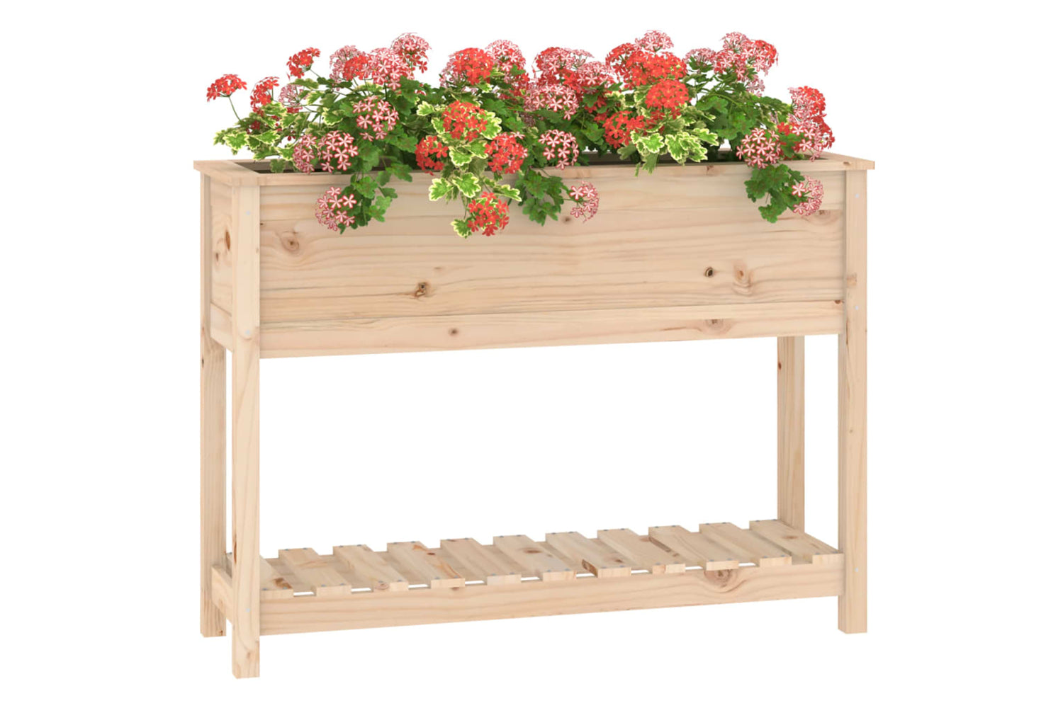 vidaXL 823766 Planter With Shelf 111.5x34.5x81cm Solid Wood Pine-3