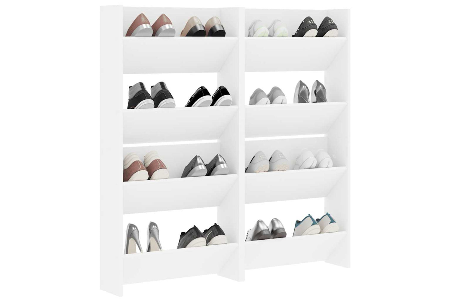 vidaXL 806716 Wall Shoe Cabinets 4 Pcs White 60x18x60cm Engineered Wood-3