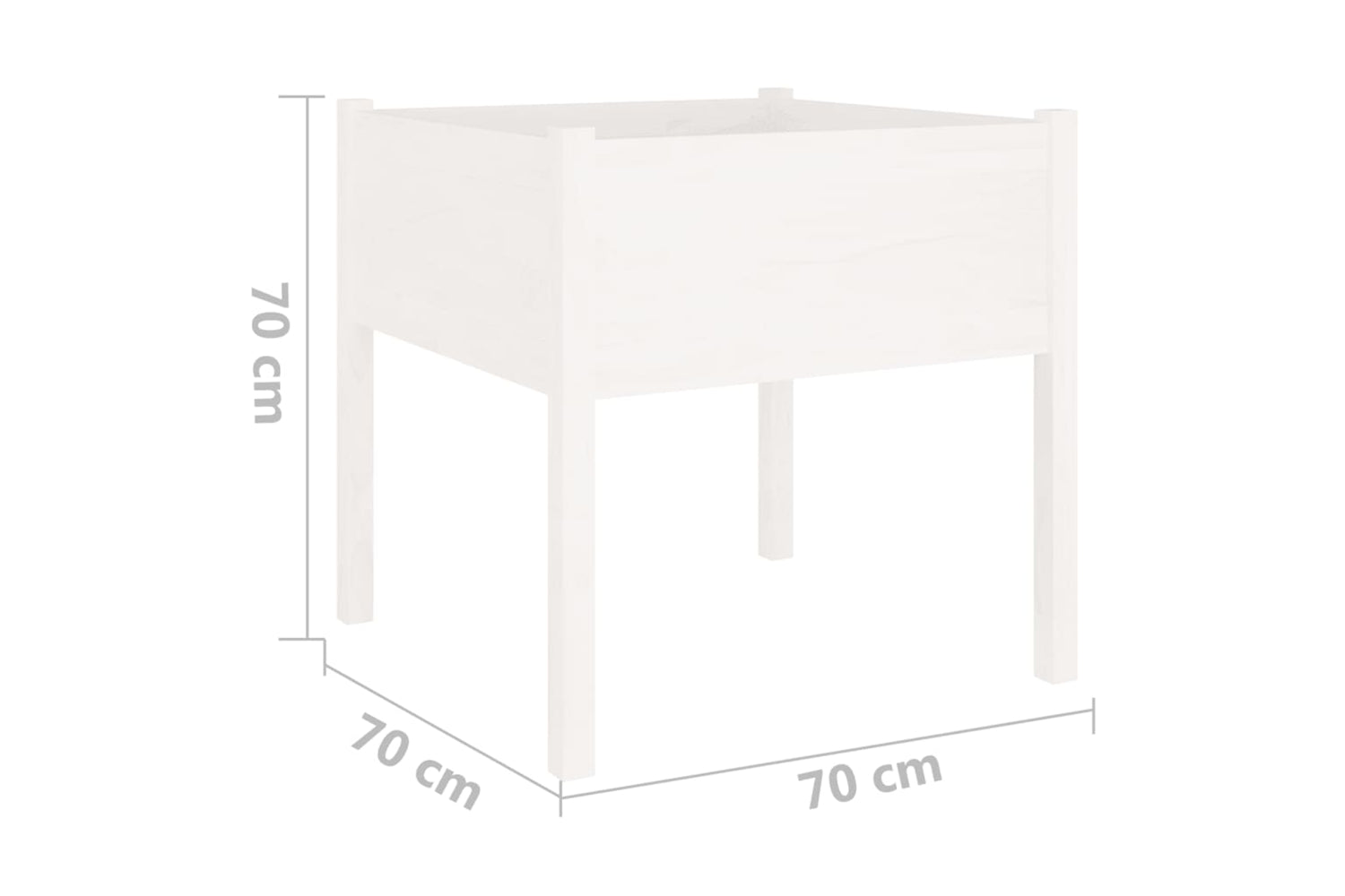 vidaXL 810811 Garden Planter White 70x70x70cm Solid Pinewood-6