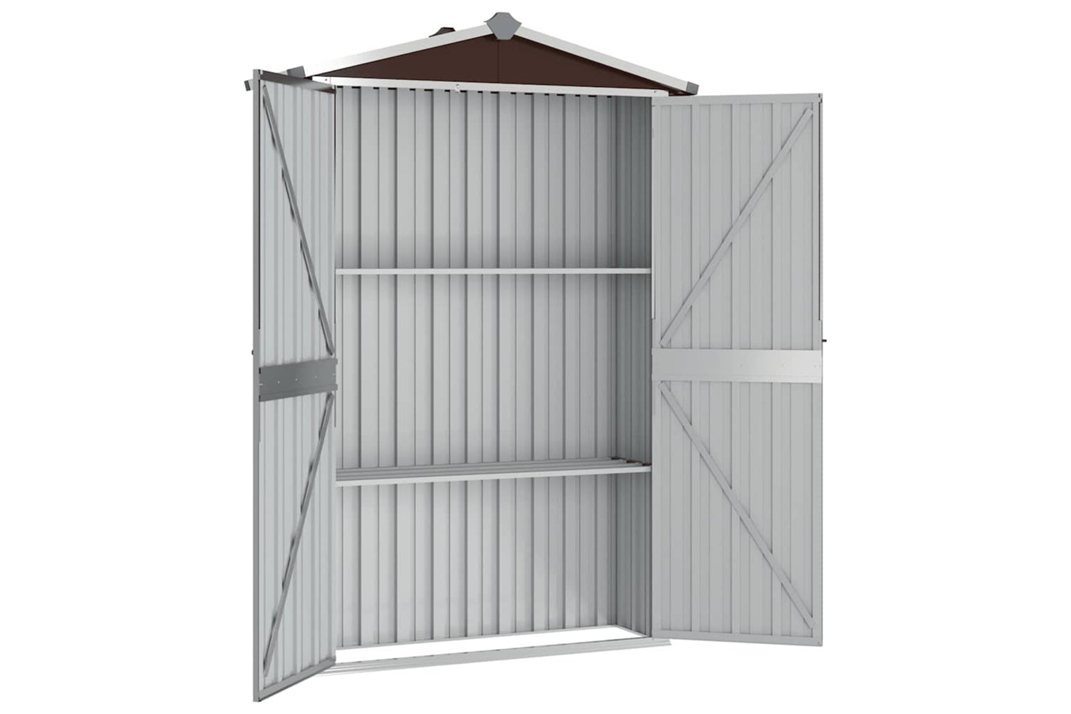 vidaXL 46304 Garden Shed Brown 107.5x46x183cm Galvanised Steel-3