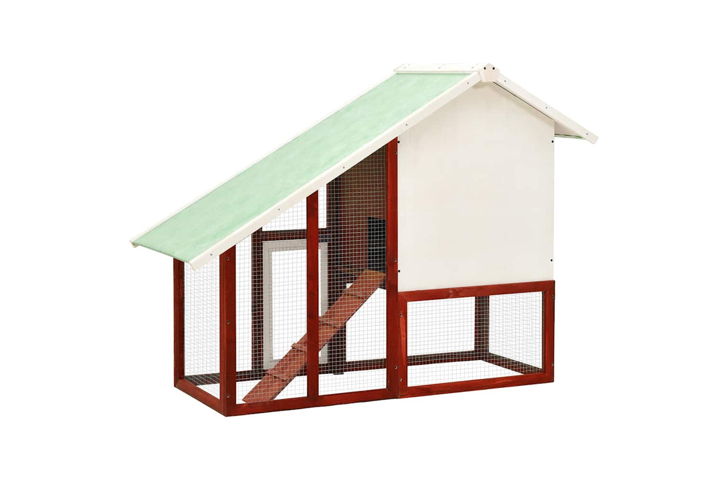 vidaXL 170871 Rabbit Hutch Red And White 140x63x120cm Solid Firwood-4