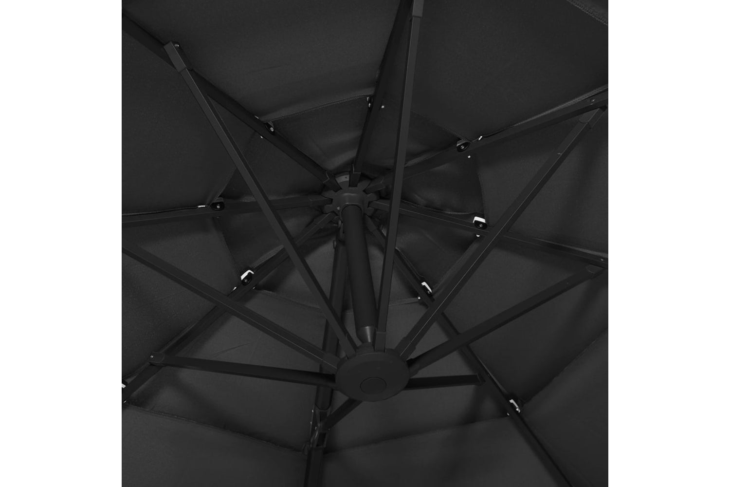 Vidaxl 313834 4-tier Parasol With Aluminium Pole Black 3x3 M-6