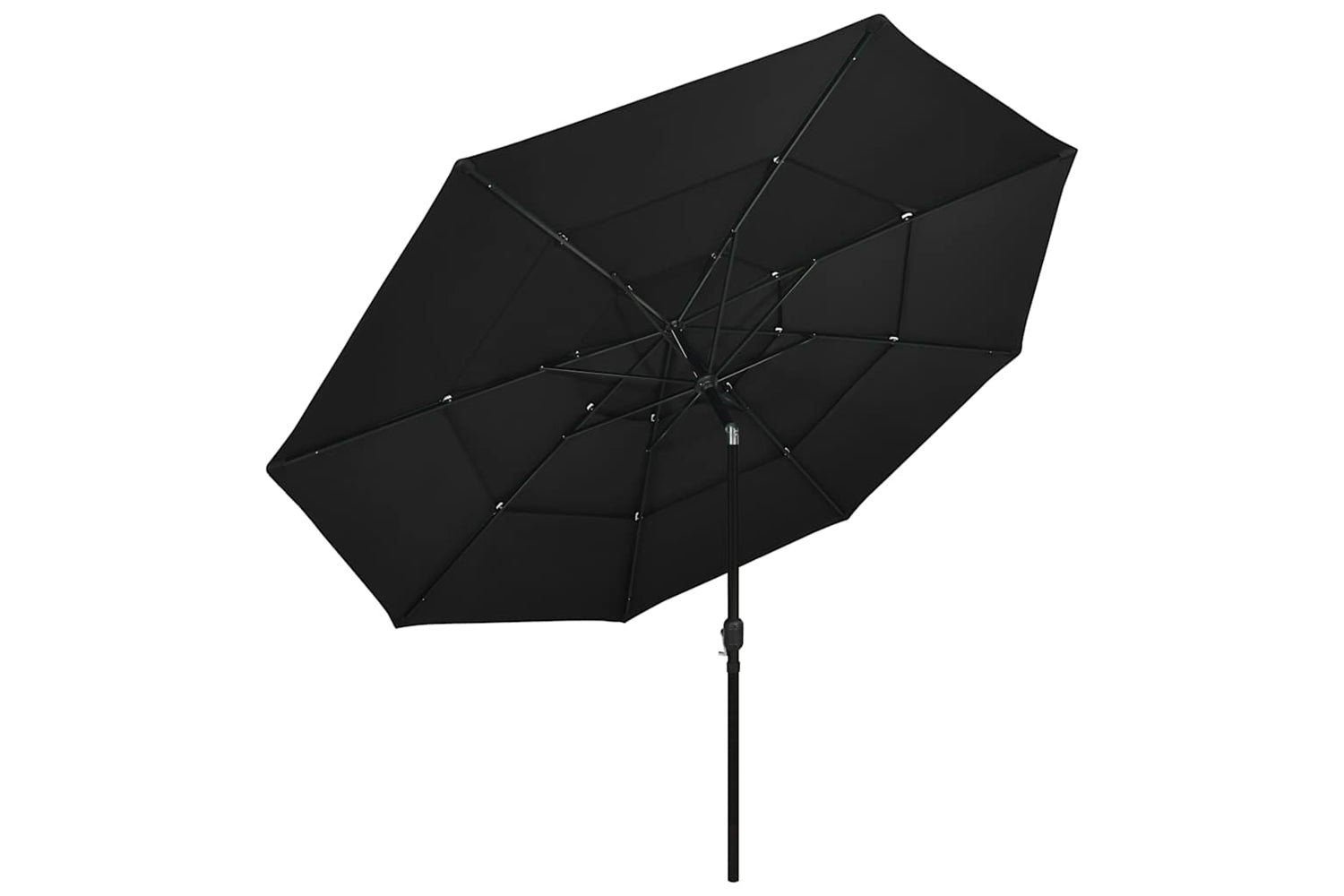 Vidaxl 313882 3-tier Parasol With Aluminium Pole Black 3.5 M-2