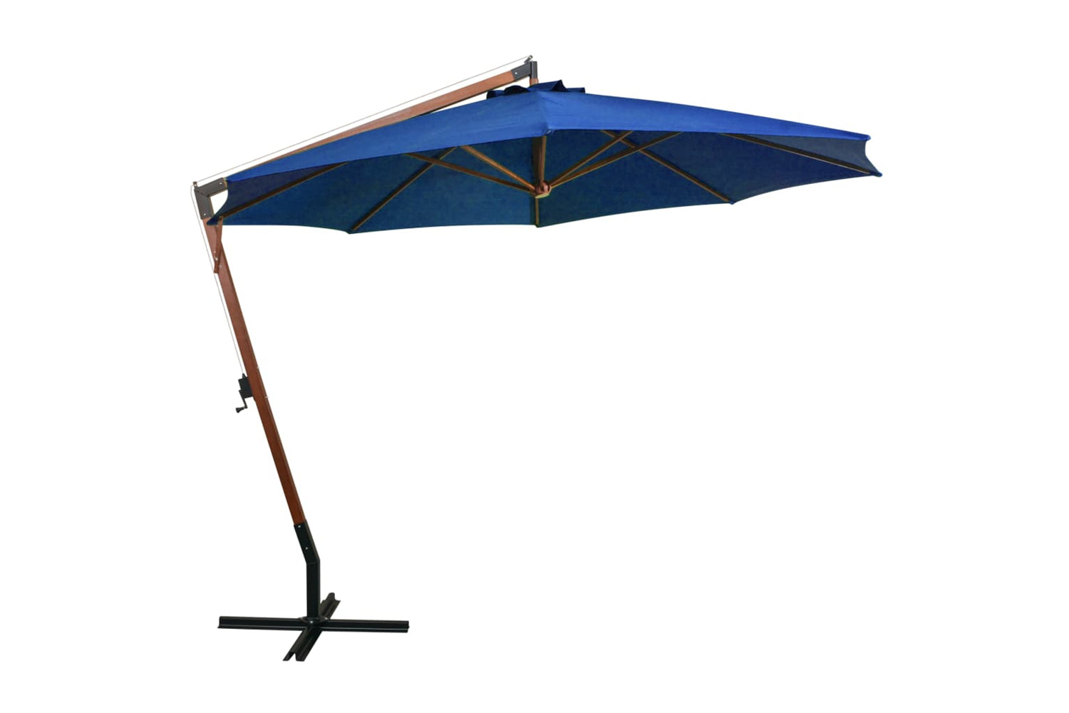 Vidaxl 313773 Hanging Parasol With Pole Azure Blue 3.5x2.9 M Solid Fir Wood-2