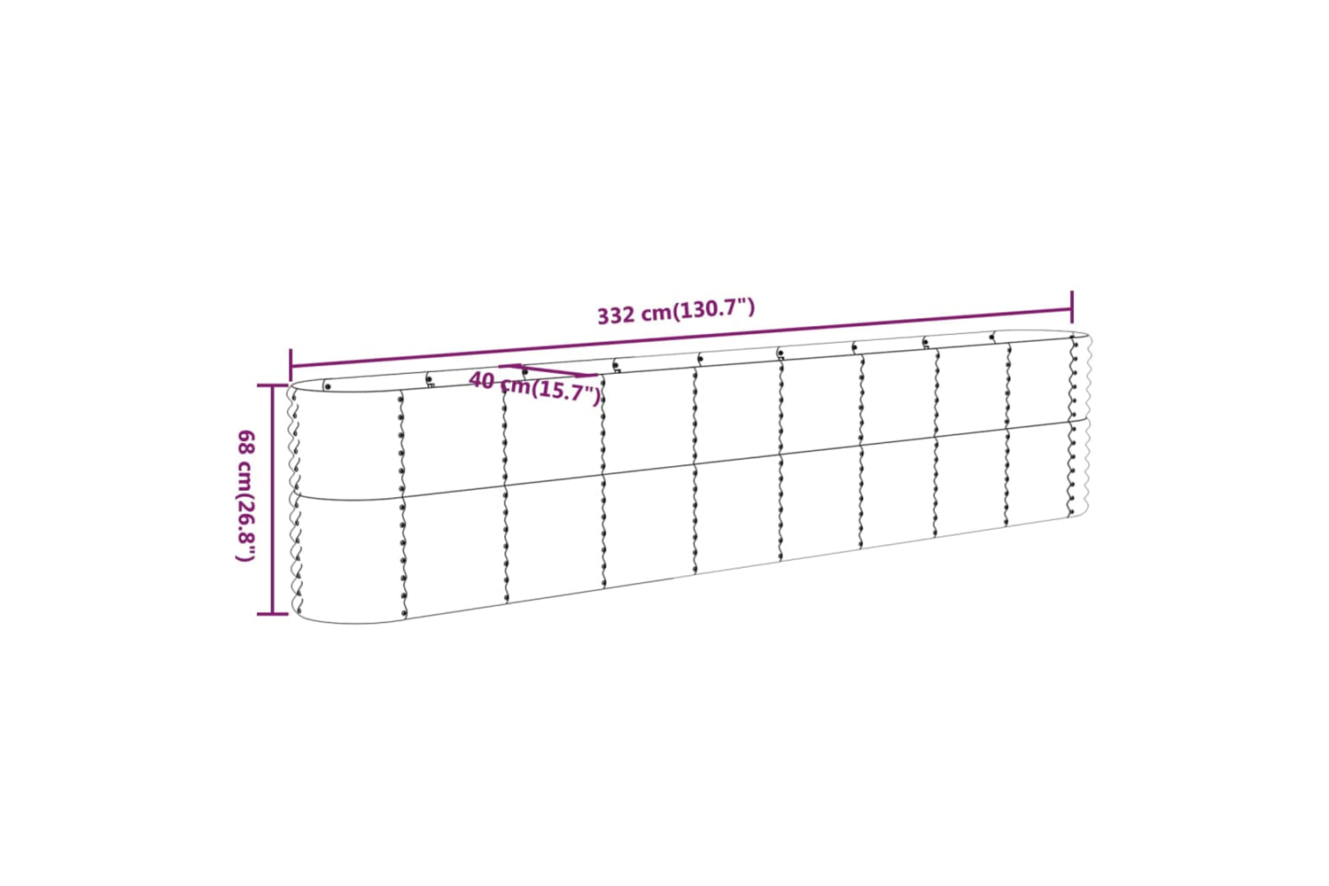 vidaXL 318908 Garden Raised Bed Powder-coated Steel 332x40x68cm Green-5