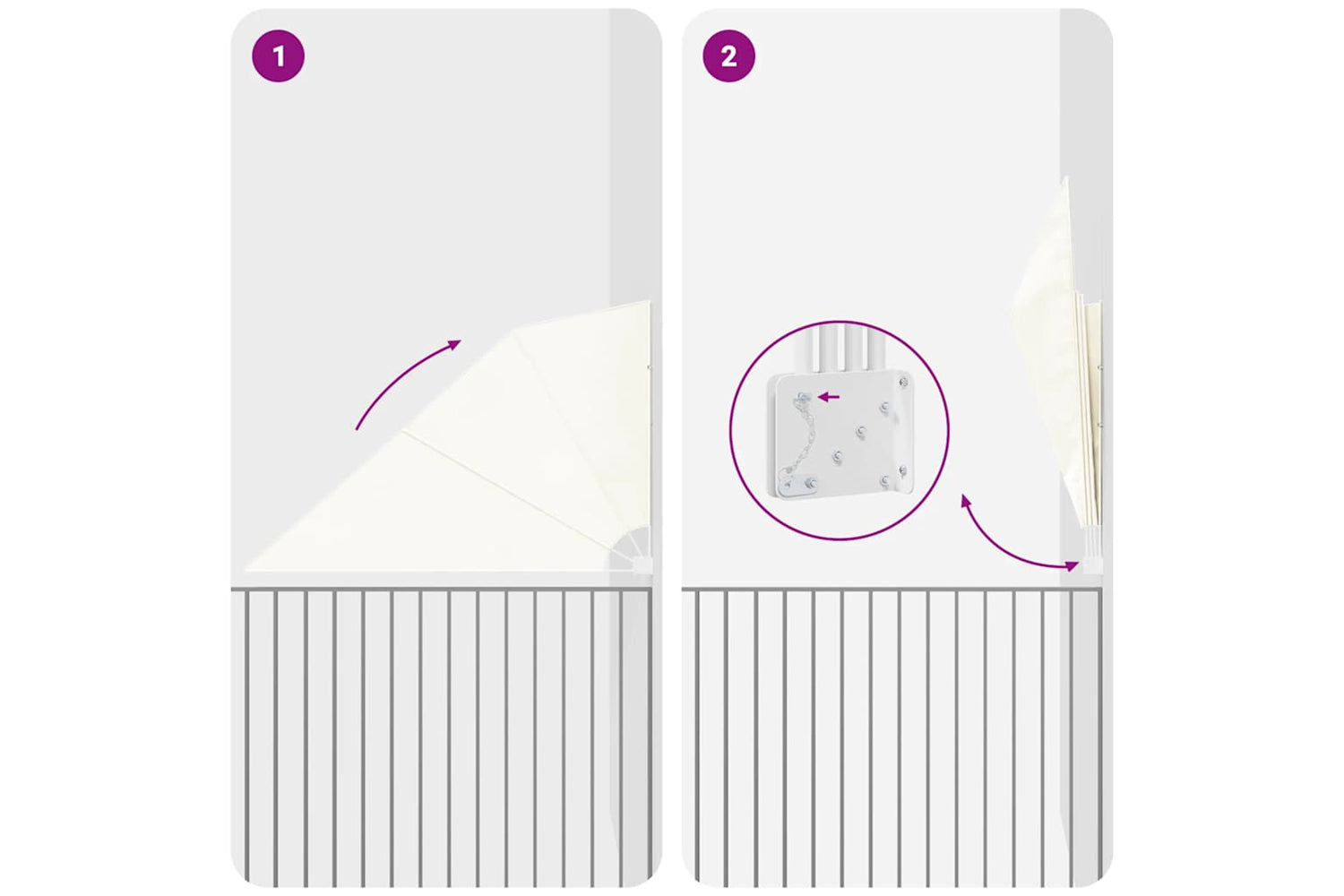 vidaXL 41577 Collapsible Balcony Side Awning Cream 160x240cm-5