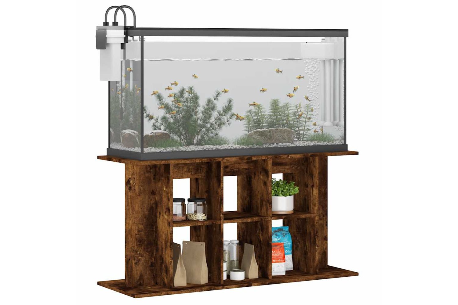 vidaXL 833596 Aquarium Stand Smoked Oak 120x40x60cm Engineered Wood-2
