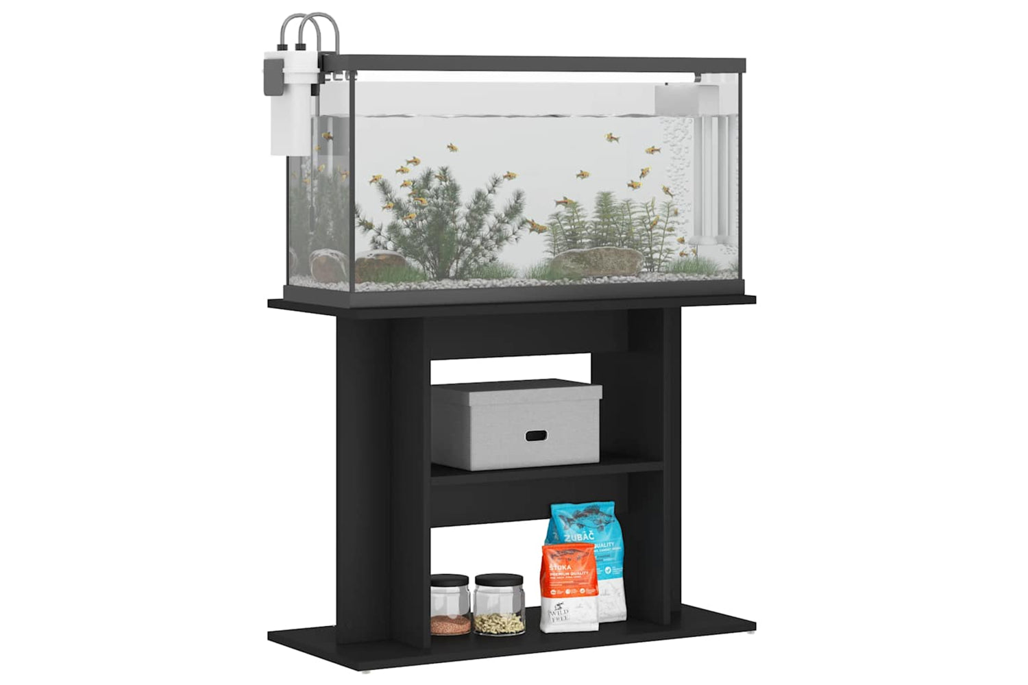 vidaXL 833576 Aquarium Stand Black 80x35x60cm Engineered Wood-2