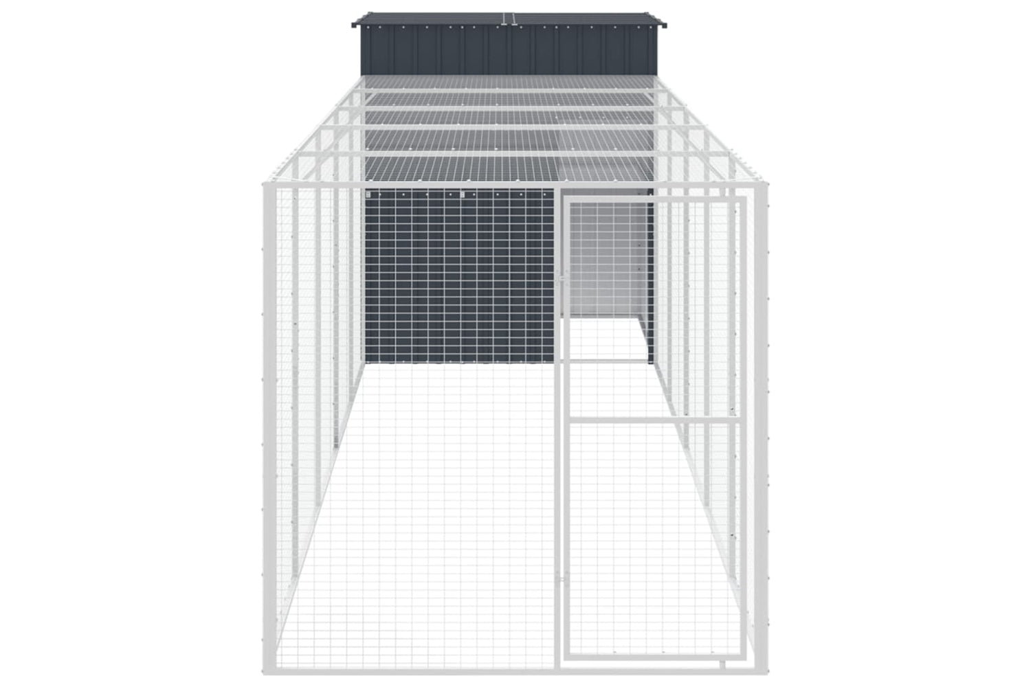 vidaXL 3189110 Chicken Cage With Run Anthracite 165x659x181cm Galvanised Steel-2