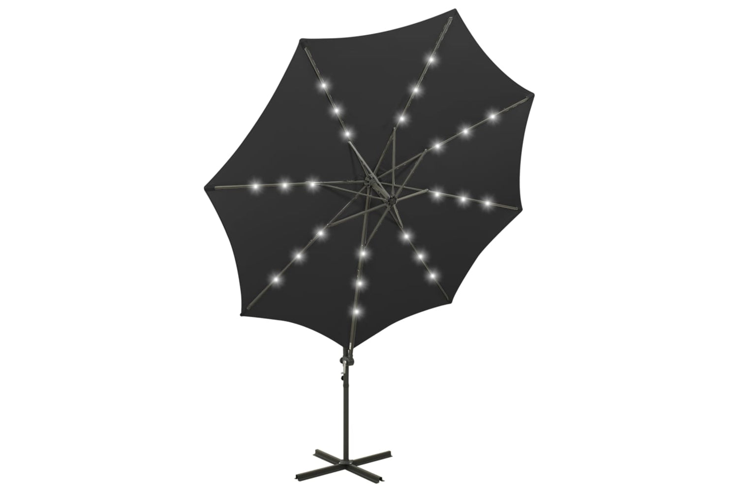 Vidaxl 312340 Cantilever Umbrella With Pole And Led Lights Black 300 Cm-5