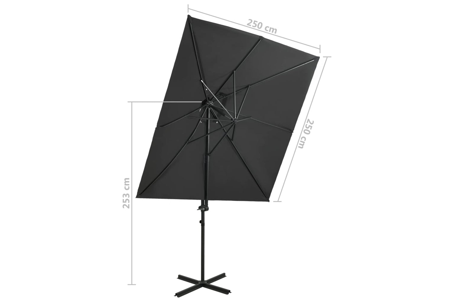 vidaXL 312362 Cantilever Umbrella With Double Top Anthracite 250x250cm-8
