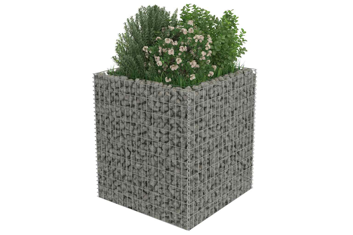 vidaXL 143556 Gabion Raised Bed Galvanised Steel 90x90x100cm-3