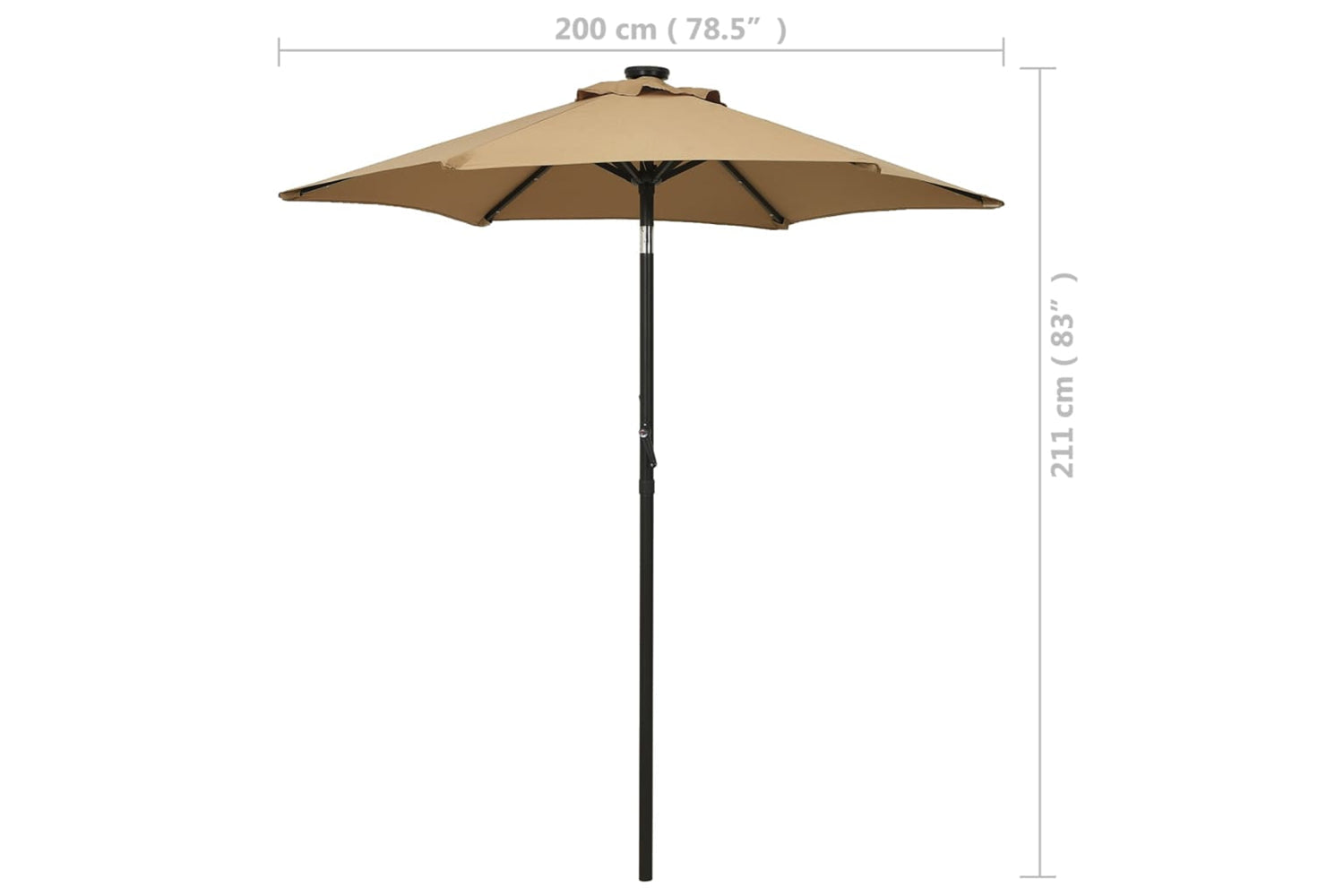 Vidaxl 313560 Parasol With Led Lights Taupe 200x211 Cm Aluminium-9