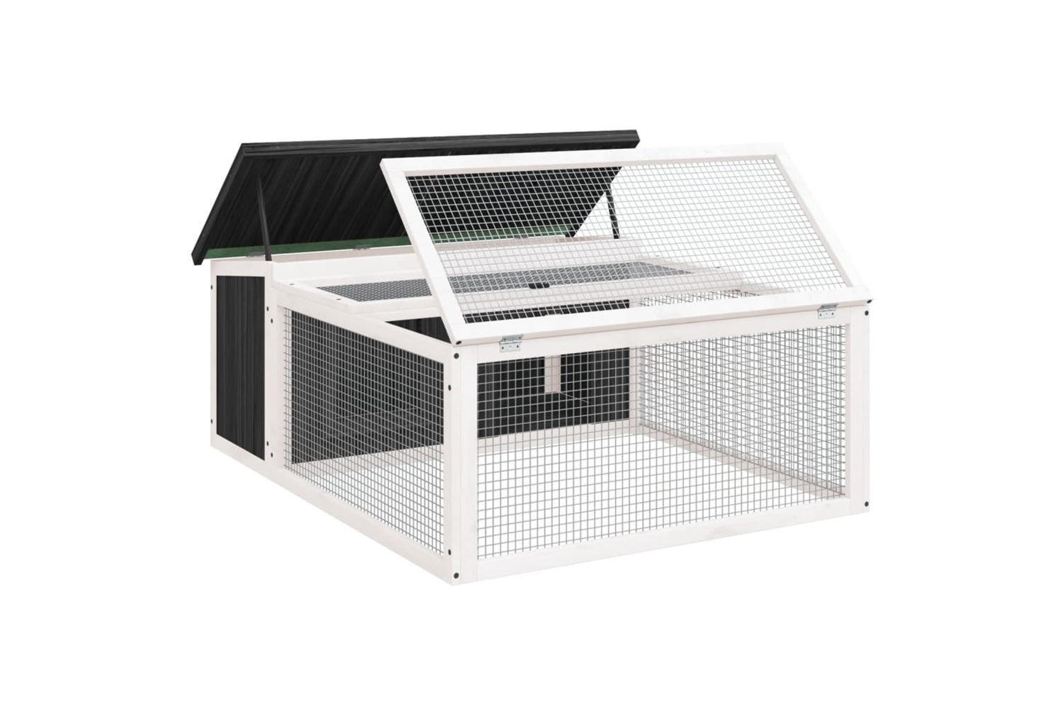 vidaXL 172287 Rabbit Hutch Grey 117.5x97x47.5cm Solid Wood Pine-3