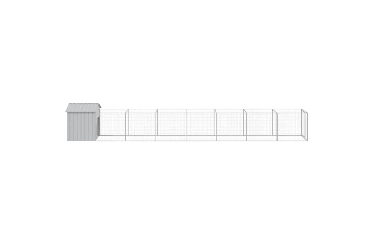 vidaXL 3189066 Dog House With Roof Light Grey 117x813x123cm Galvanised Steel-3