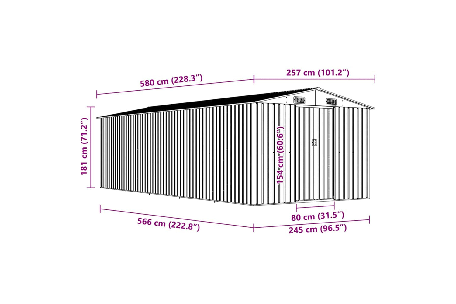 vidaXL 143355 Garden Shed 257x580x181cm Metal Brown-9