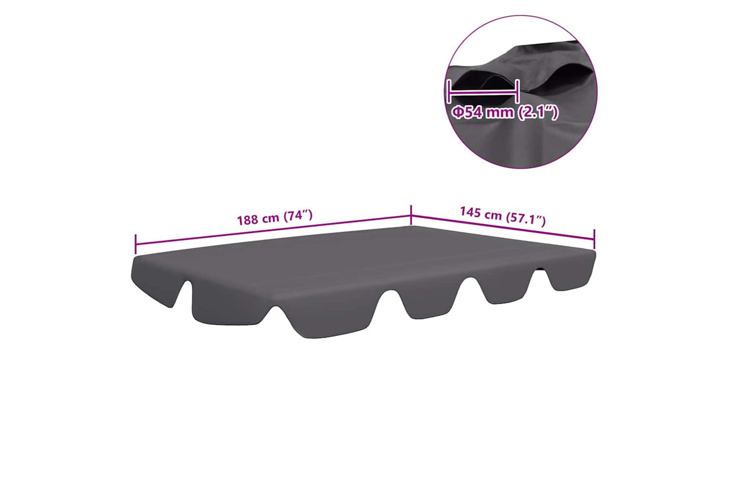 Vidaxl Replacement Canopy For Garden Swing Anthracite 188/168x145/110cm-6